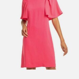 Trina Turk Vibrant Pink Flutter Sleeve Dress